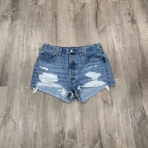 Levi's Light Blue Distressed Jean Shorts